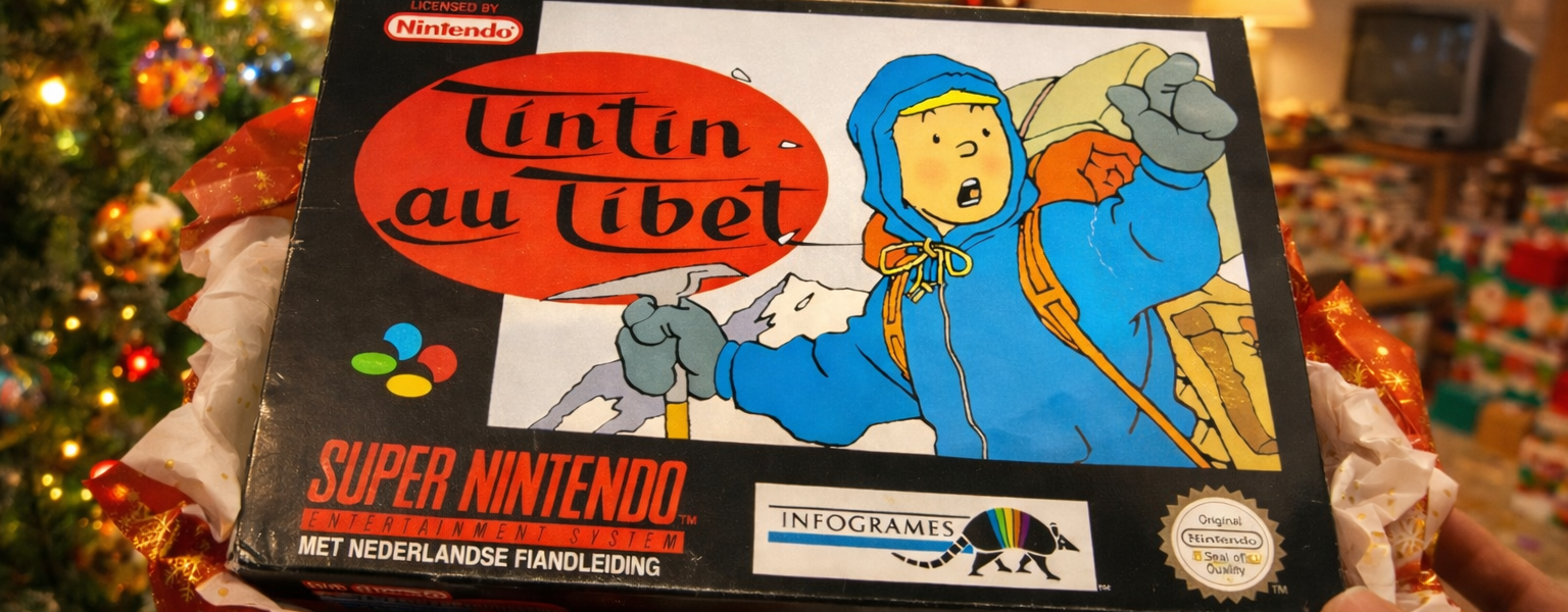 Souvenir de Noël - Tintin au Tibet (généré par IA)