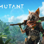 Personnage mutant de Biomutant tenant une épée géante, entouré d'une jungle envahissant des ruines mécaniques