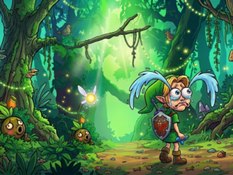 Illustration d'un Link en pleurs façon dessin animé dans la forêt Kokiri, symbolisant la déception face au remake d'Ocarina of Time sur Switch 2.
